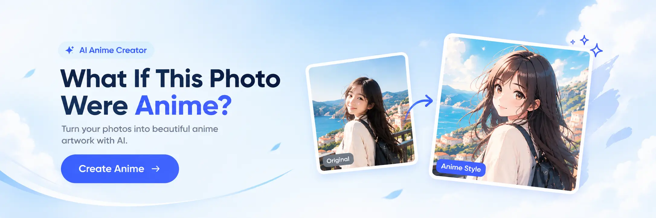 Turn a photo into anime with AI Anime Creator